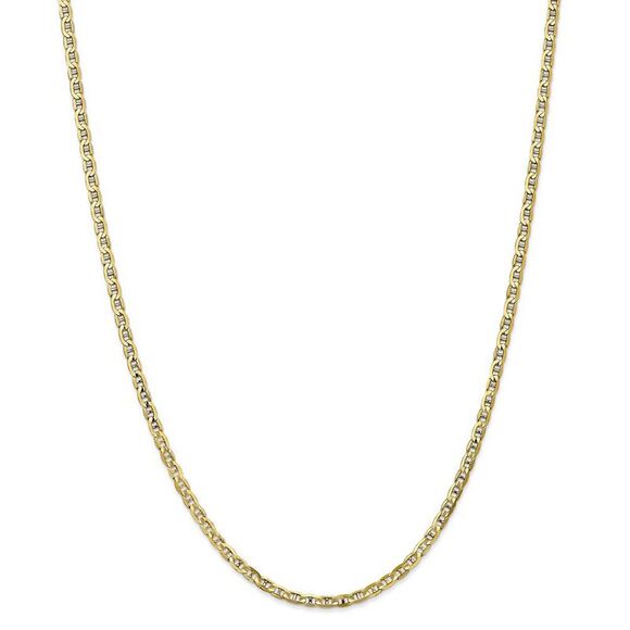 10k Yellow Gold 3mm Solid Concave Anchor Chain Necklace, 22 Inch